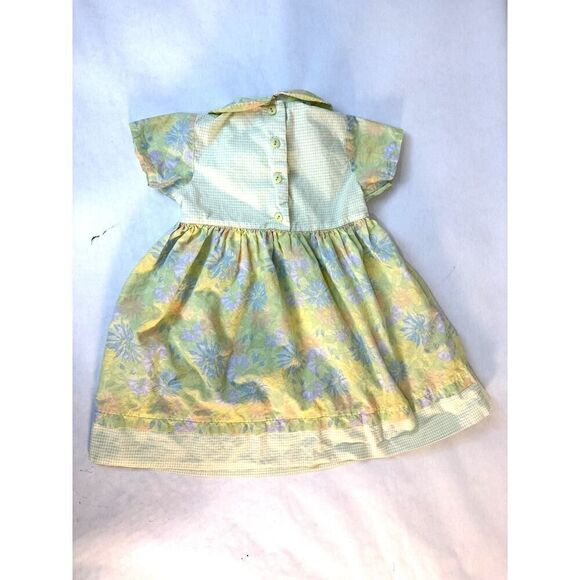Vintage 2002 Dress Peter Pan Collar Floral Pastel 100% Cotton - Girls Size 5 - Picture 2 of 9
